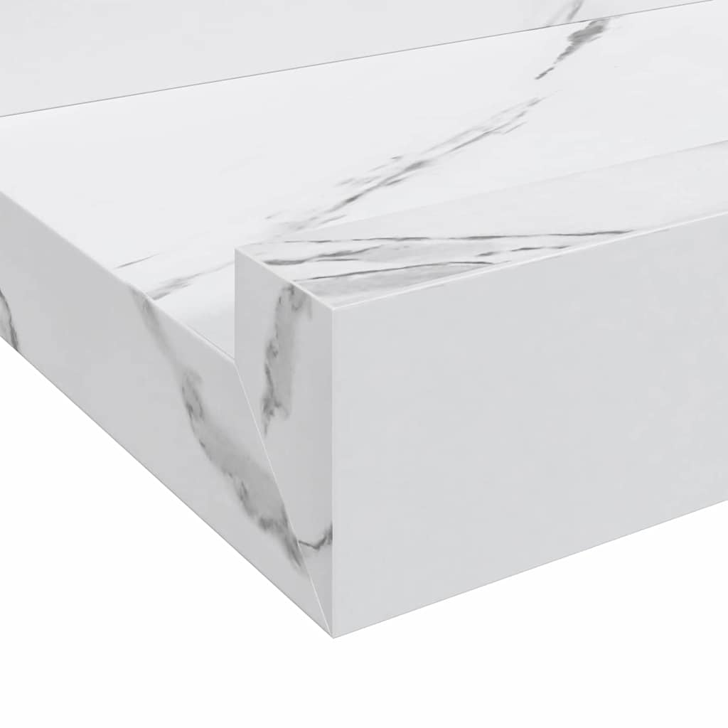 vidaXL Wandregal 2 pcs Weiß Marmor 115 x 9 x 3 cm Holzwerkstoff