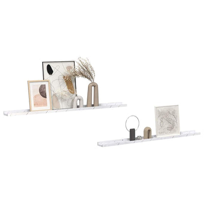 vidaXL Wandregal 2 pcs Weiß Marmor 115 x 9 x 3 cm Holzwerkstoff