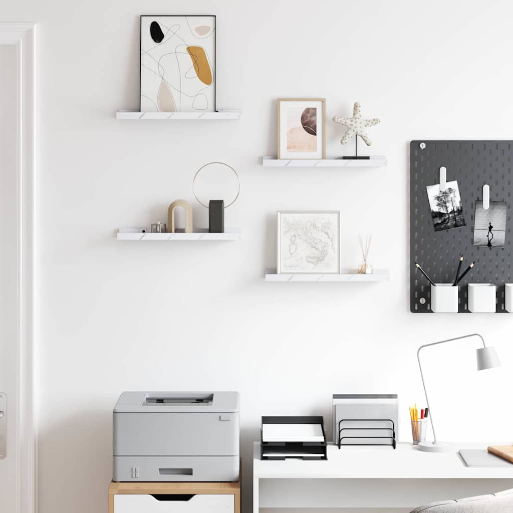 Wandregal 4 pcs Weiß Marmor 40 x 9 x 3 cm Holzwerkstoff