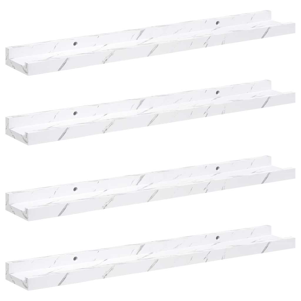vidaXL Wandregal 4 pcs Weiß Marmor 60 x 9 x 3 cm Holzwerkstoff