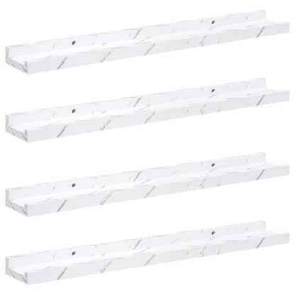 vidaXL Wandregal 4 pcs Weiß Marmor 60 x 9 x 3 cm Holzwerkstoff
