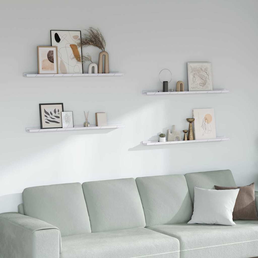 Wandregal 4 pcs Weiß Marmor 100 x 9 x 3 cm Holzwerkstoff