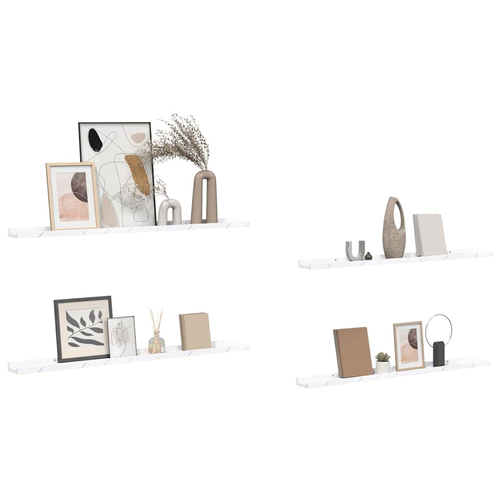 Wandregal 4 pcs Weiß Marmor 100 x 9 x 3 cm Holzwerkstoff