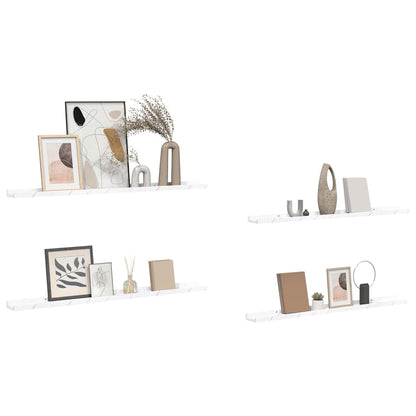 Wandregal 4 pcs Weiß Marmor 100 x 9 x 3 cm Holzwerkstoff