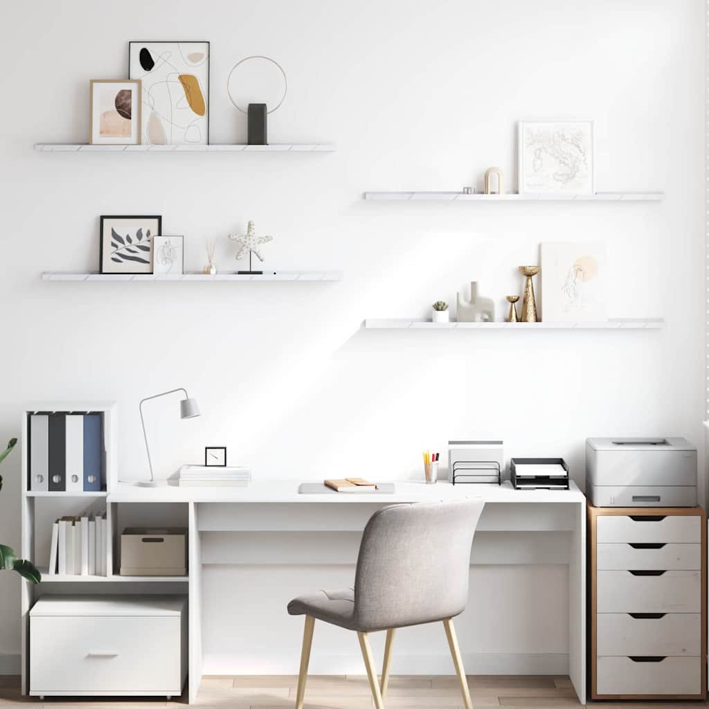 Wandregal 4 pcs Weiß Marmor 115 x 9 x 3 cm Holzwerkstoff