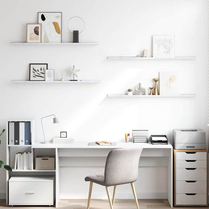 Wandregal 4 pcs Weiß Marmor 115 x 9 x 3 cm Holzwerkstoff