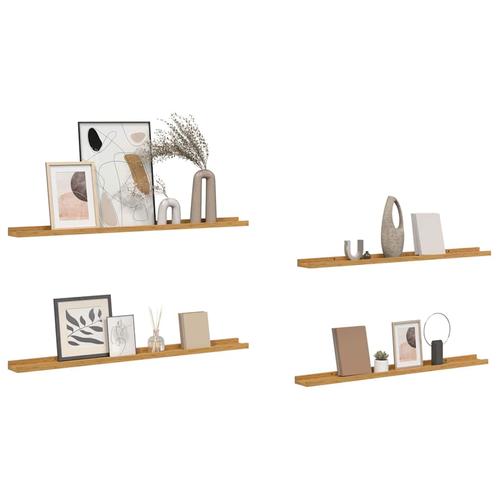 vidaXL Wandregal mit Regal 4 pcs Beige 100 x 9 x 3 cm Holzwerkstoff