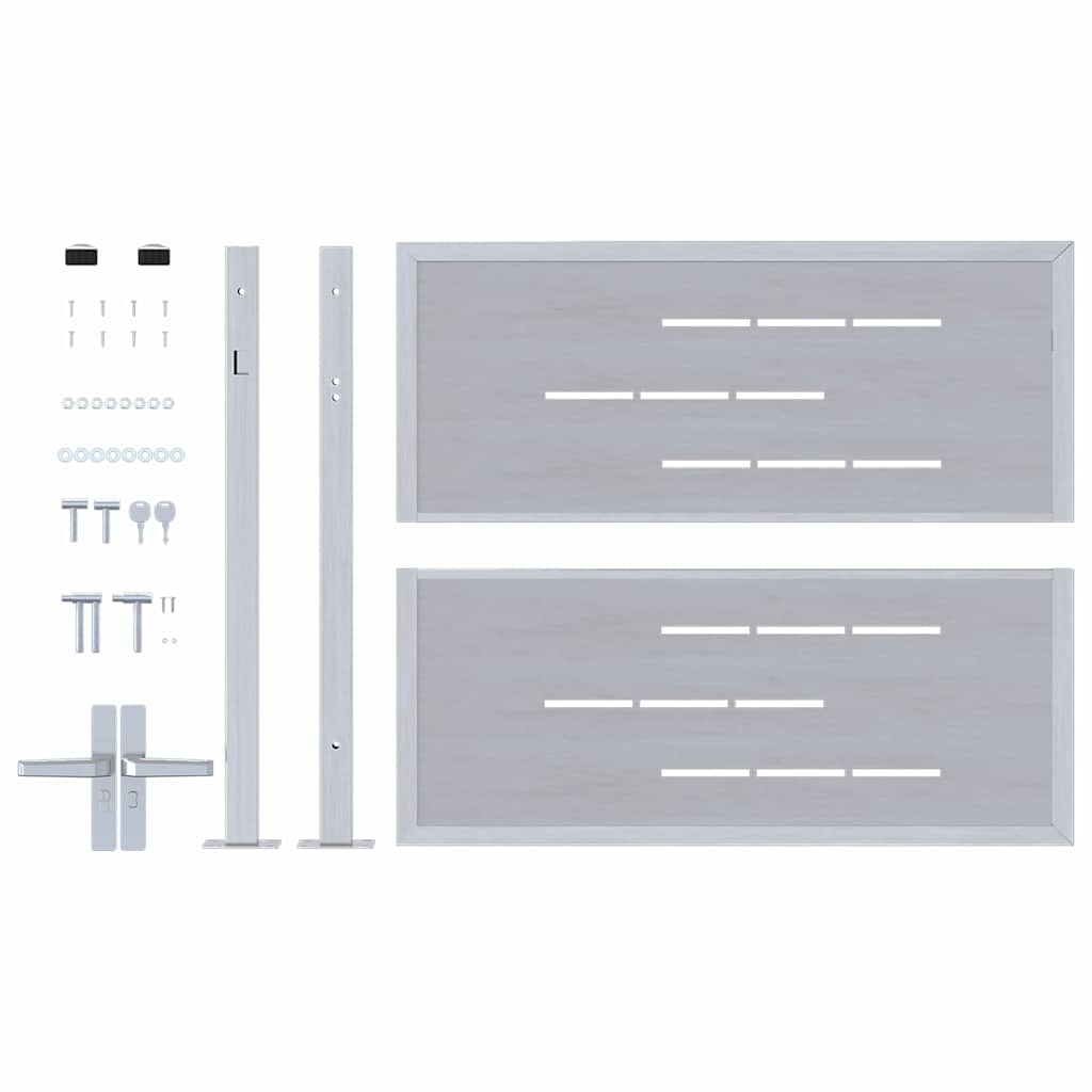 Gartentor mit Schloss Silber 85 x 70 cm Edelstahl