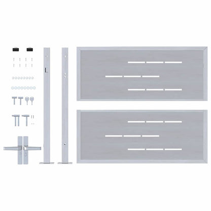 Gartentor mit Schloss Silber 85 x 70 cm Edelstahl