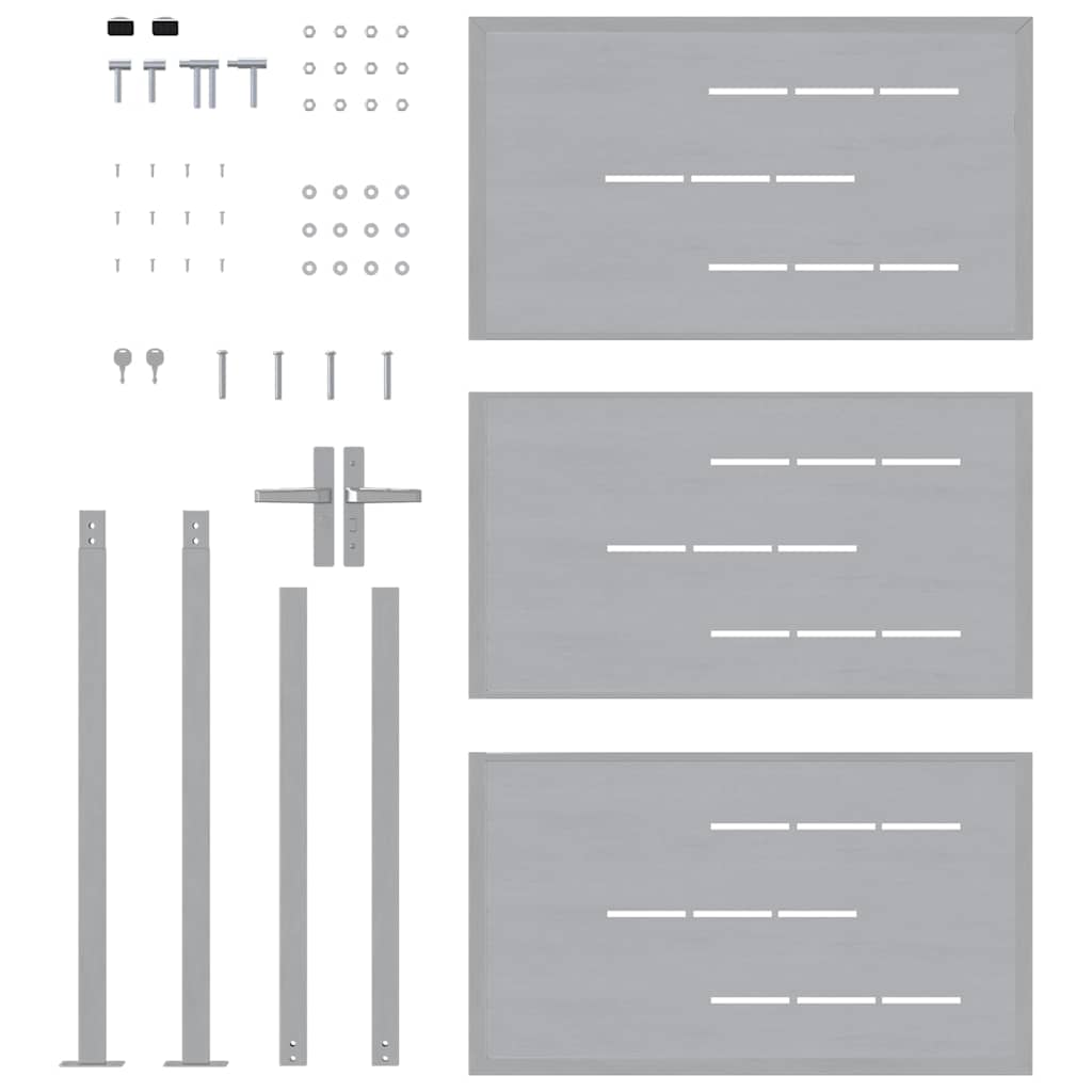 Gartentor mit Schloss Silber 85 x 144 cm Edelstahl