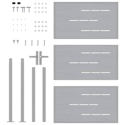 Gartentor mit Schloss Silber 85 x 144 cm Edelstahl