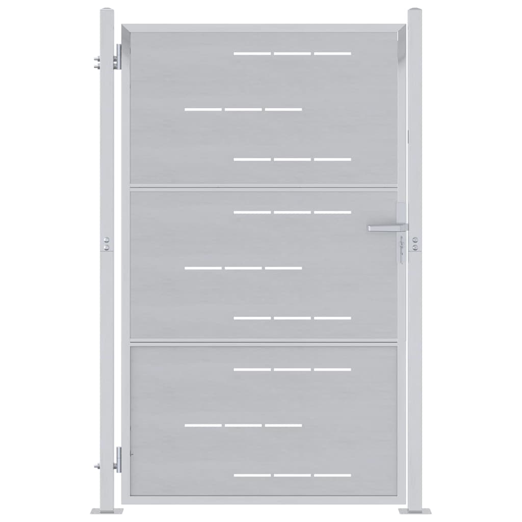 Gartentor mit Schloss Silber 85 x 144 cm Edelstahl