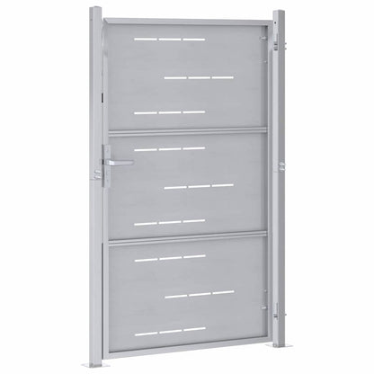 Gartentor mit Schloss Silber 85 x 144 cm Edelstahl