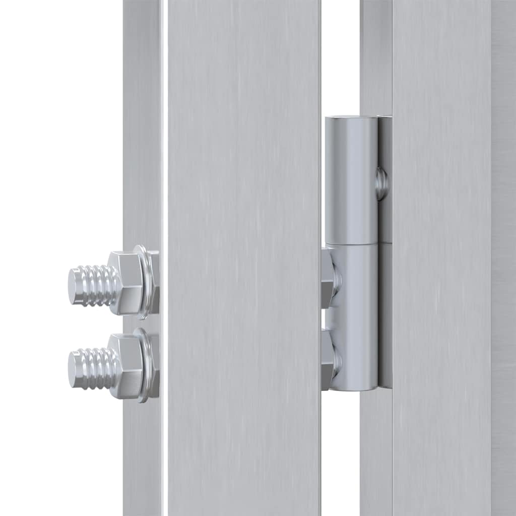 Gartentor mit Schloss Silber 85 x 174 cm Edelstahl