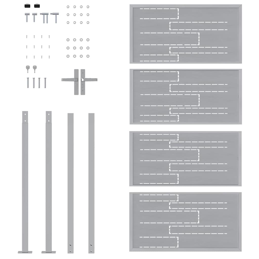 Gartentor mit Schloss Silber 85 x 174 cm Edelstahl