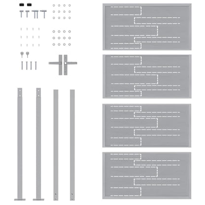 Gartentor mit Schloss Silber 85 x 174 cm Edelstahl
