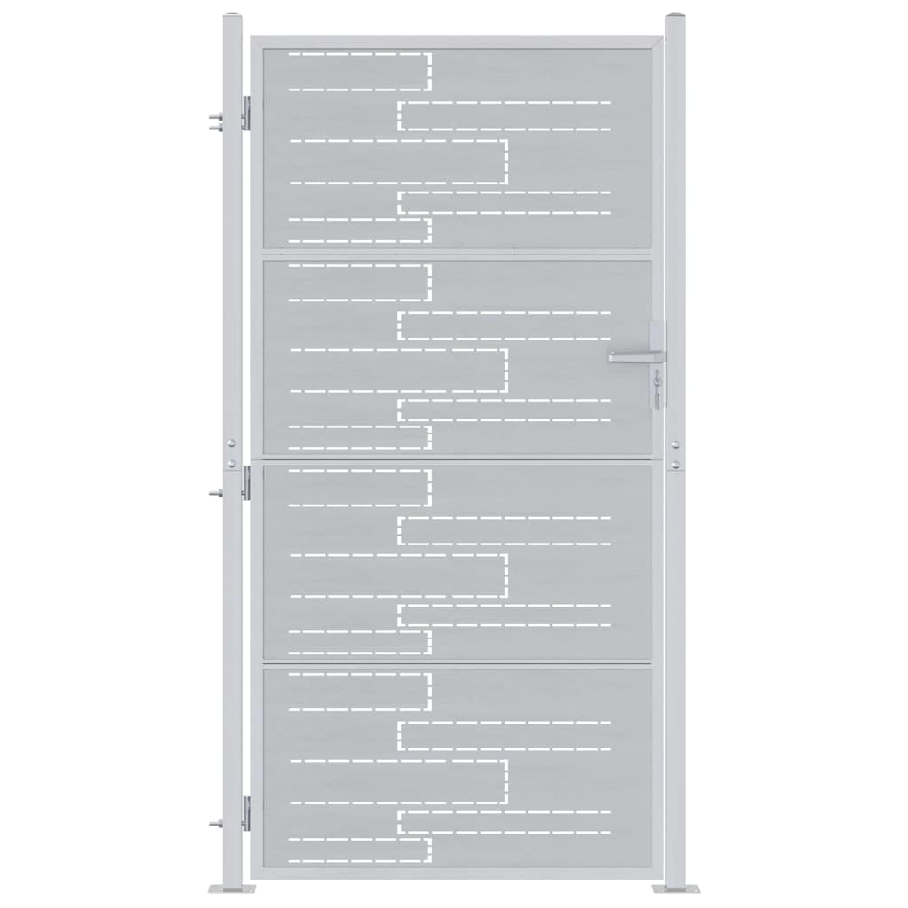Gartentor mit Schloss Silber 85 x 174 cm Edelstahl