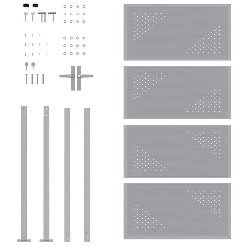 Gartentor mit Schloss Silber 85 x 174 cm Edelstahl