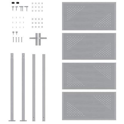 Gartentor mit Schloss Silber 85 x 174 cm Edelstahl
