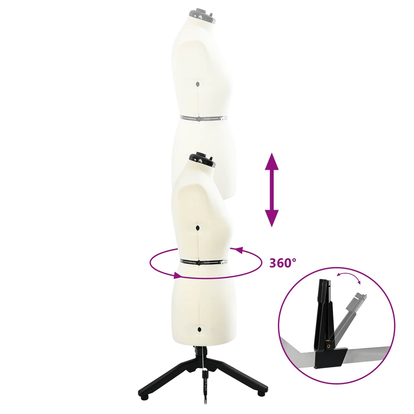 Verstellbare Kleiderform für Damen Creme M Samt