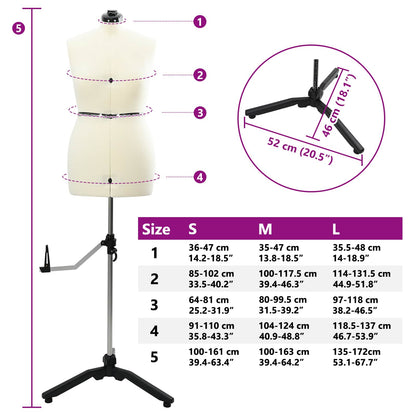 Verstellbare Kleiderform für Damen Creme M Samt