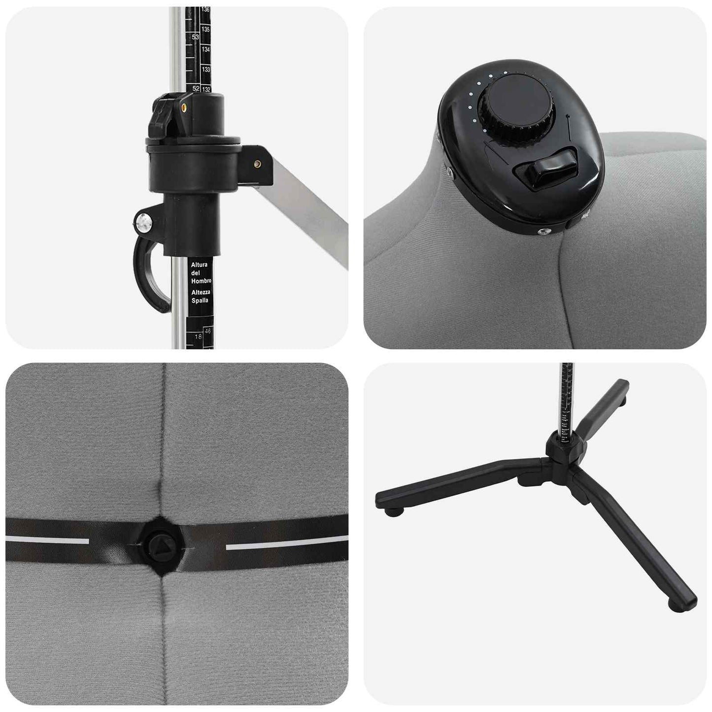 Verstellbare Kleiderform für Damen Grau M Samt