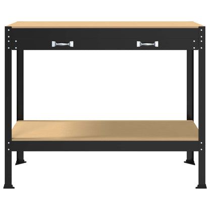 Werkbank Schwarz 114 x 54 x 91 cm Sperrholz und Metall