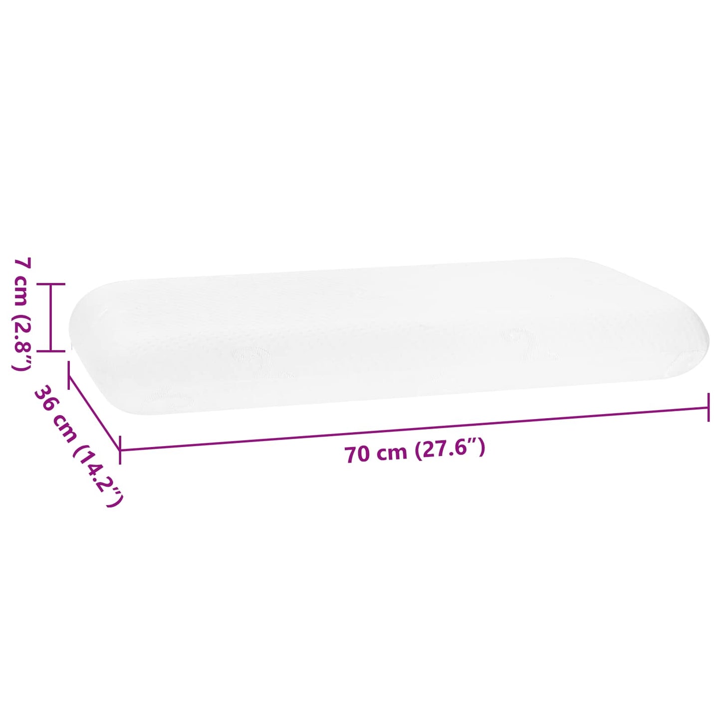 Schlafkissen Uni Weiß 70 x 36 x 13 cm Viscoschaum