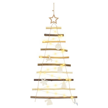 vidaXL Weihnachtsbaum mit 30 LEDs Natur 90 cm Massives Eschenholz