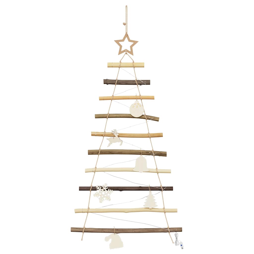 vidaXL Weihnachtsbaum mit 30 LEDs Natur 90 cm Massives Eschenholz