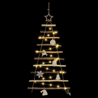 vidaXL Weihnachtsbaum mit 30 LEDs Natur 90 cm Massives Eschenholz