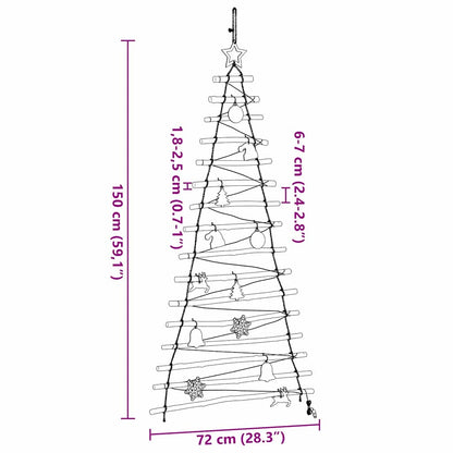 vidaXL Weihnachtsbaum mit 80 LEDs Natur 150 cm Massives Eschenholz