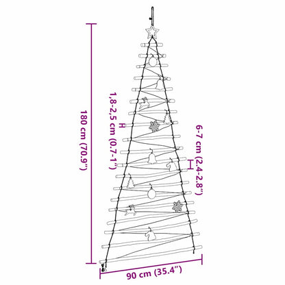 vidaXL Weihnachtsbaum mit 100 LEDs Natur 180 cm Massives Eschenholz