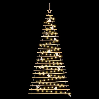 vidaXL Weihnachtsbaum mit 130 LEDs Natur 210 cm Massives Eschenholz
