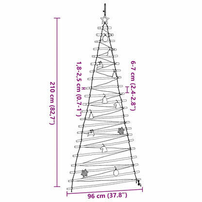 vidaXL Weihnachtsbaum mit 130 LEDs Natur 210 cm Massives Eschenholz