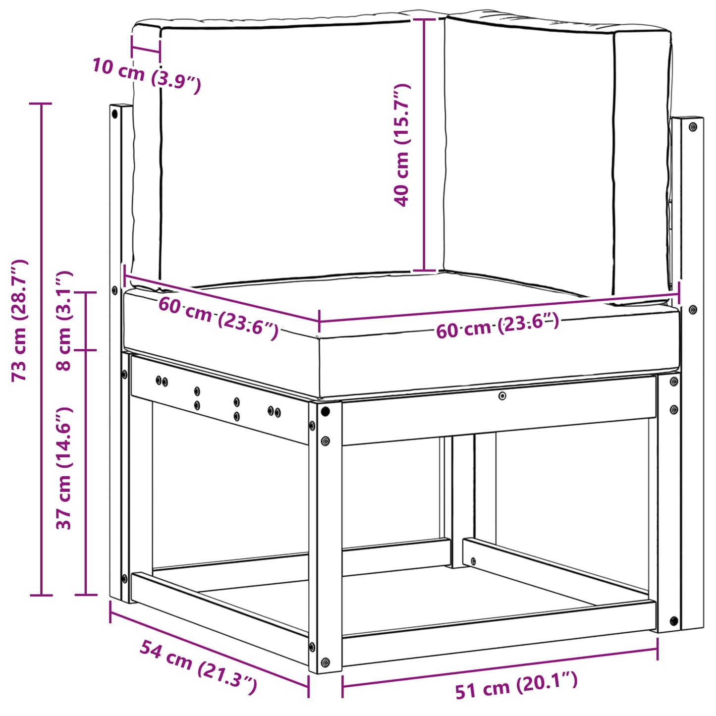 Outdoor Ecksofa Massivholz Akazie