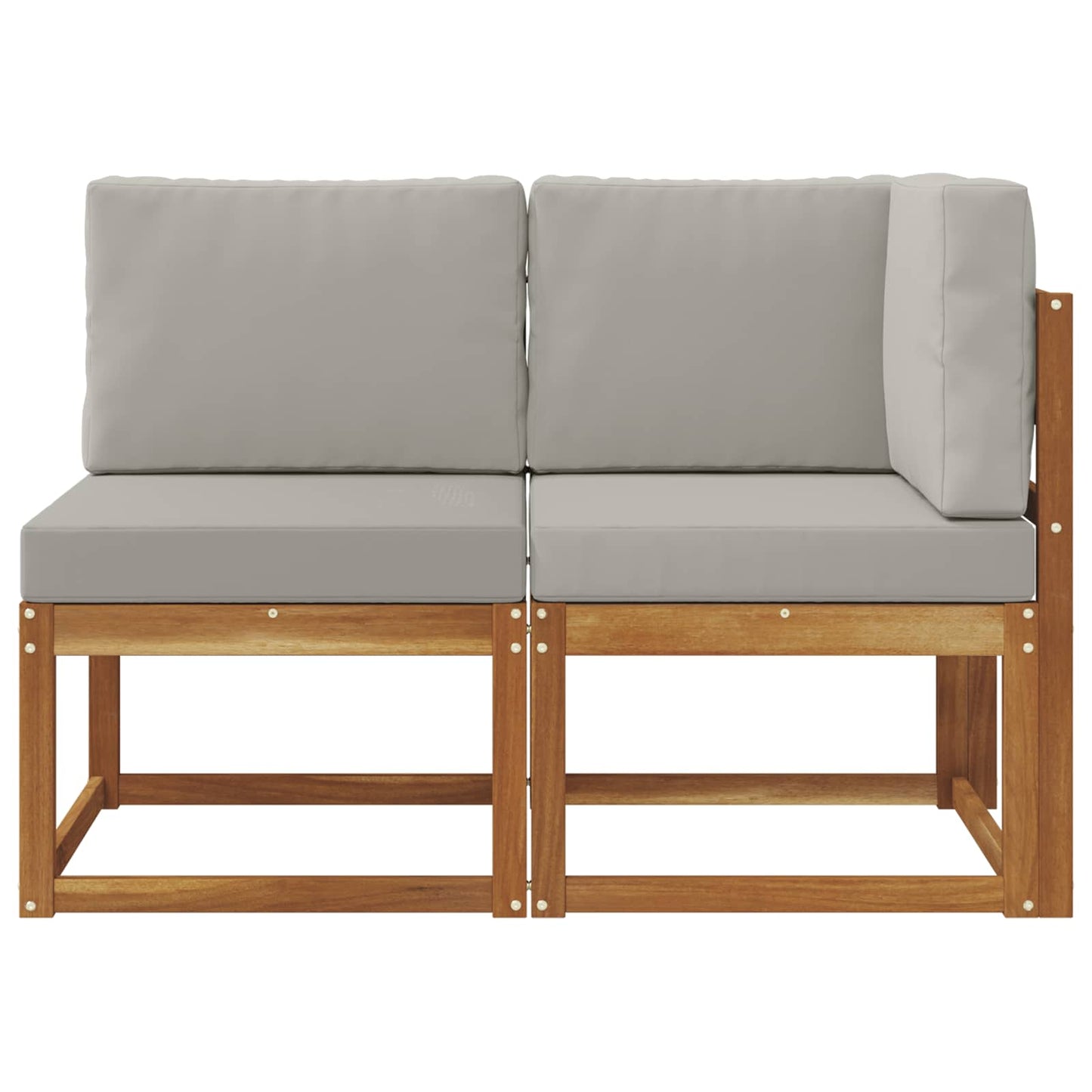 Outdoor Mittel- und Ecksofa 2 Stück Natürlich und Hellgrau