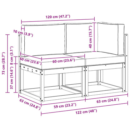 Outdoor Mittel- und Ecksofa 2 Stück Natur und Anthrazit