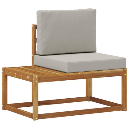 Outdoor End Sofa mit Kissen 2 Stück Natürlich und Hellgrau