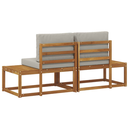 Outdoor End Sofa mit Kissen 2 Stück Natürlich und Hellgrau