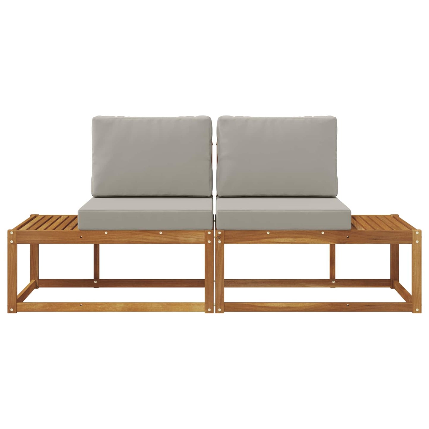 Outdoor End Sofa mit Kissen 2 Stück Natürlich und Hellgrau