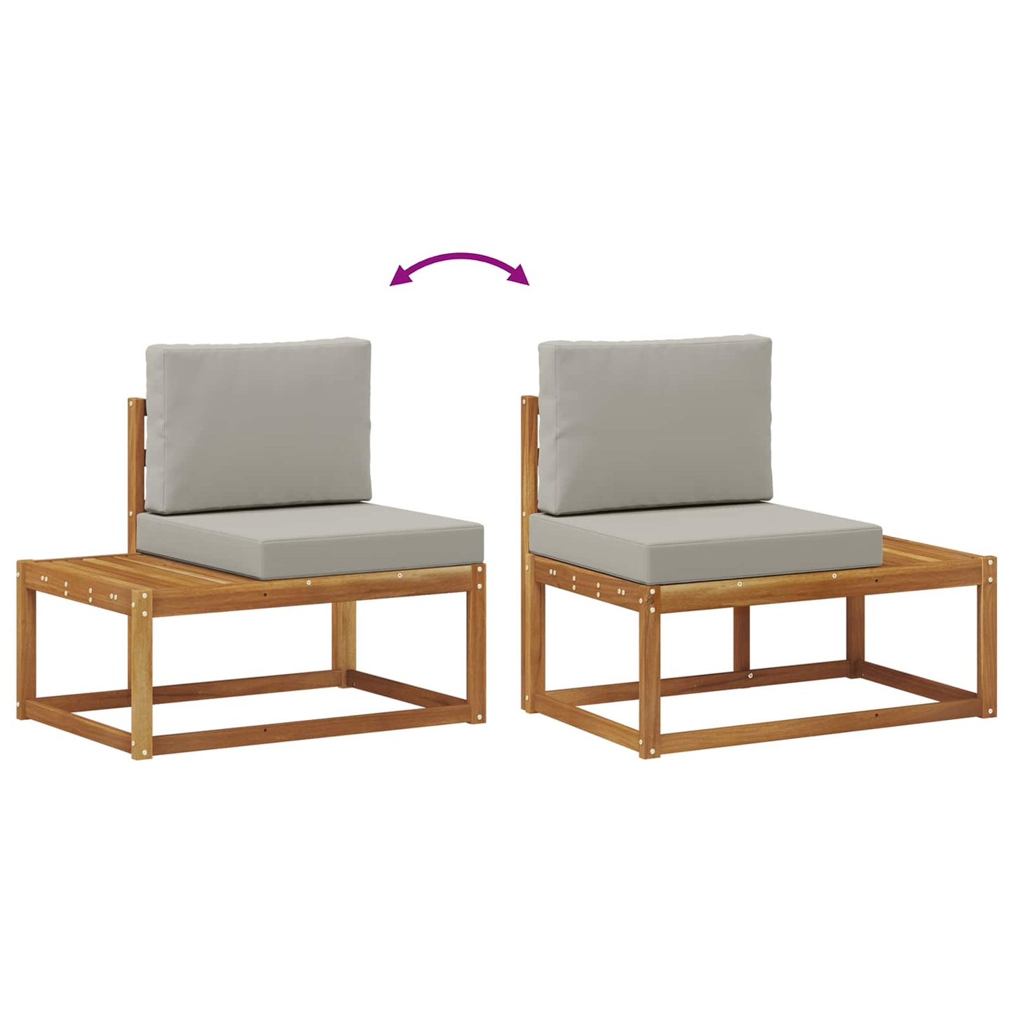 Outdoor End Sofa mit Kissen 2 Stück Natürlich und Hellgrau