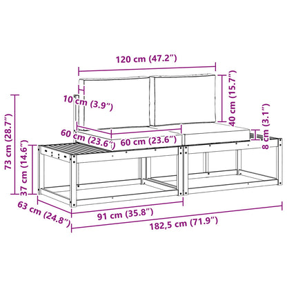 Outdoor End Sofa mit Kissen 2 Stück Natürlich und Hellgrau