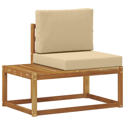 Outdoor End Sofa 2 Stück Natur und Beige Massivholz Akazie