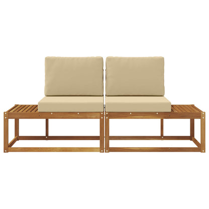 Outdoor End Sofa 2 Stück Natur und Beige Massivholz Akazie
