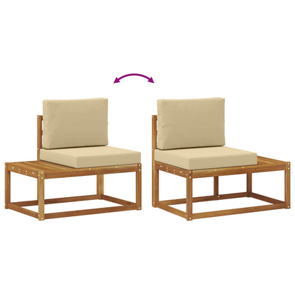 Outdoor End Sofa 2 Stück Natur und Beige Massivholz Akazie