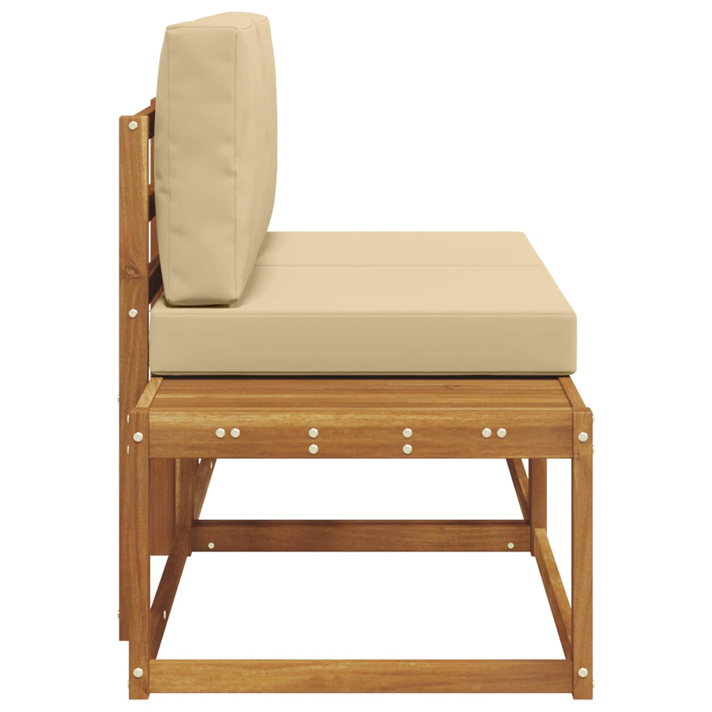 Outdoor End Sofa 2 Stück Natur und Beige Massivholz Akazie