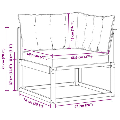 Outdoor Ecksofa Massivholz Akazie Natur