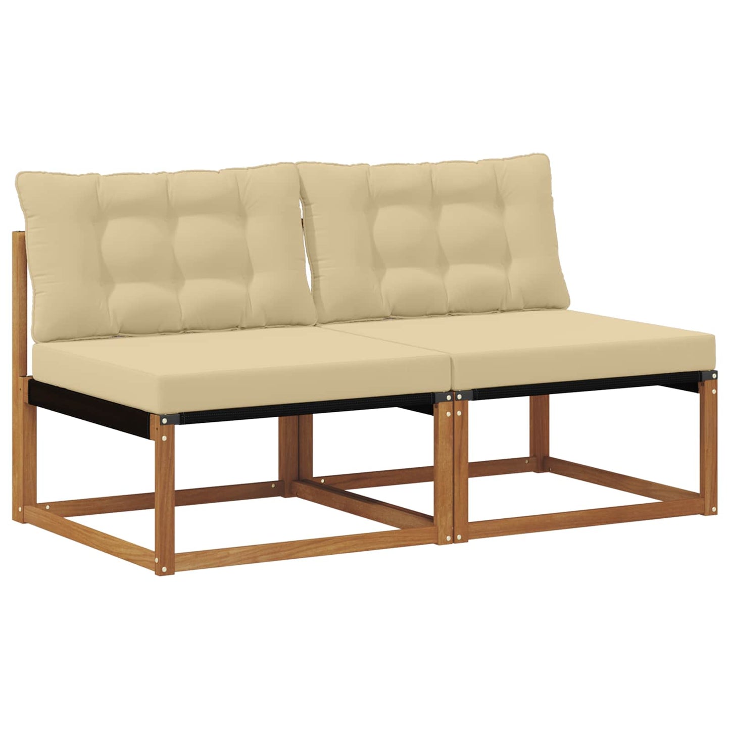 2 Stück Outdoor Mittelsofa Massivholz Akazie Natur