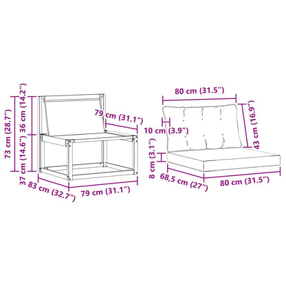 2 Stück Outdoor Mittelsofa Massivholz Akazie Natur